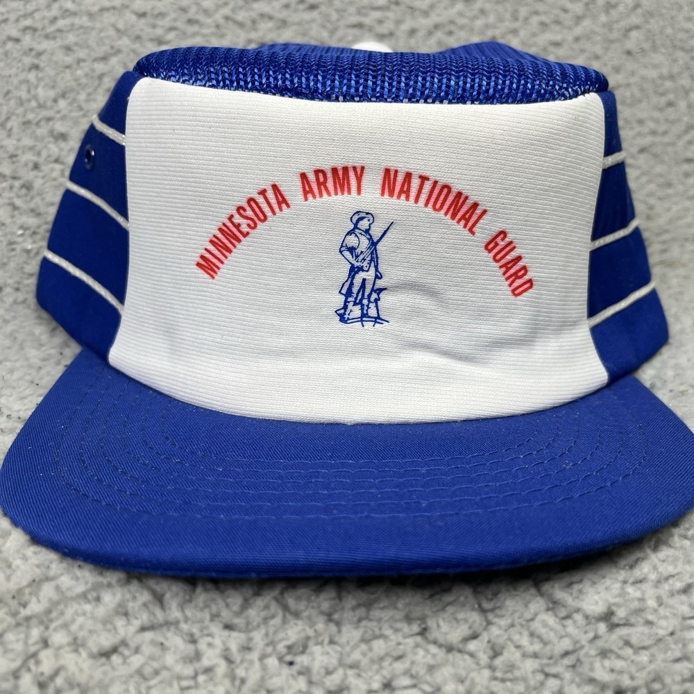 Vintage Minnesota Army National Guard Hat Snapback Trucker Cap Stripes